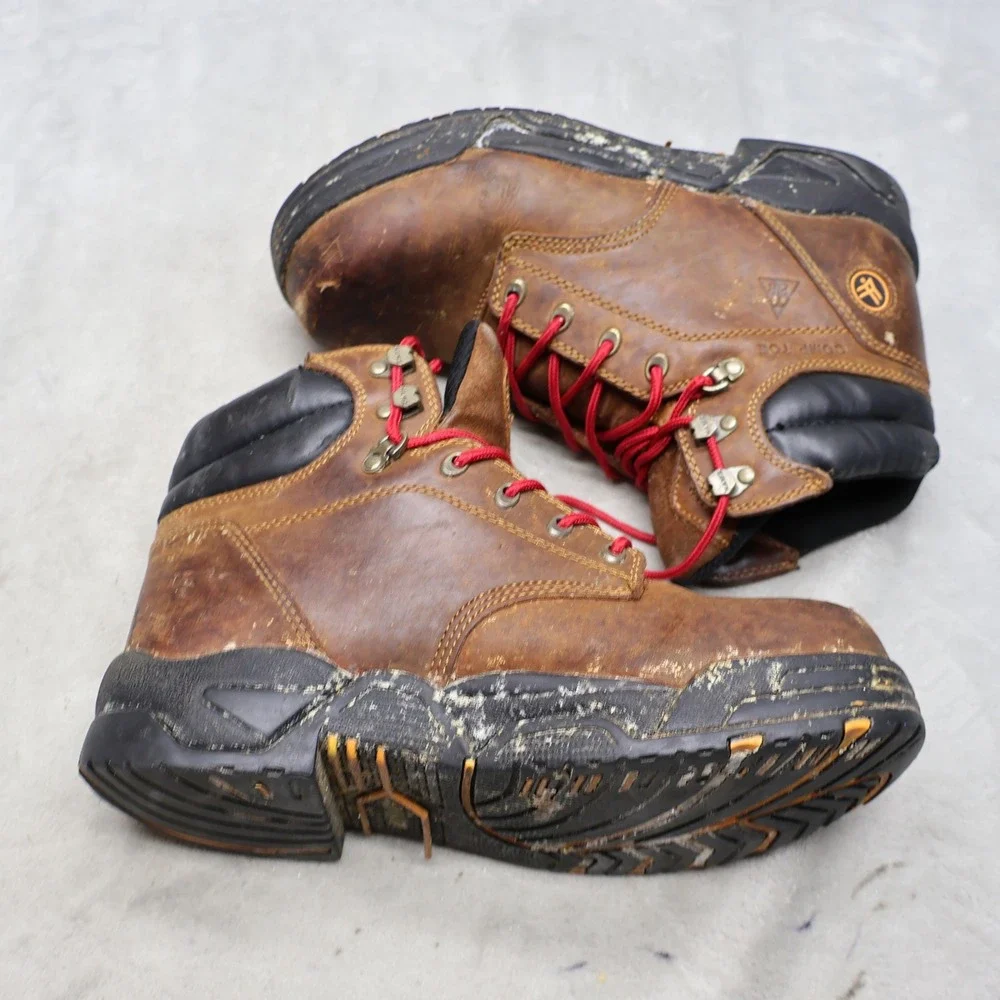 Hawx Men 9.5D Brown Work Boots Leather Composite Toe Rugged Safety Lace Up WTL-2 Hawx Men 9.5D Brown Work Boots Leather Composite Toe Rugged  main image 2